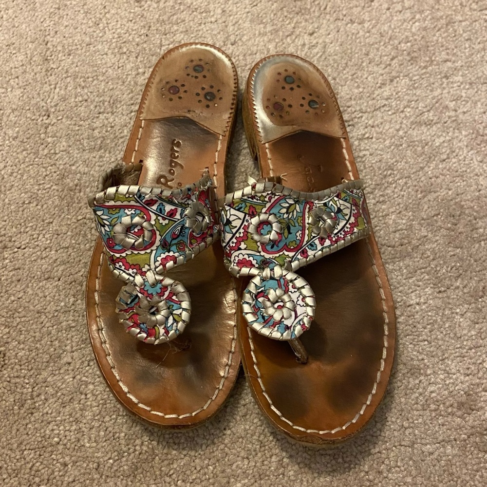 Jack Rogers paisley Dania whipstitch sandals